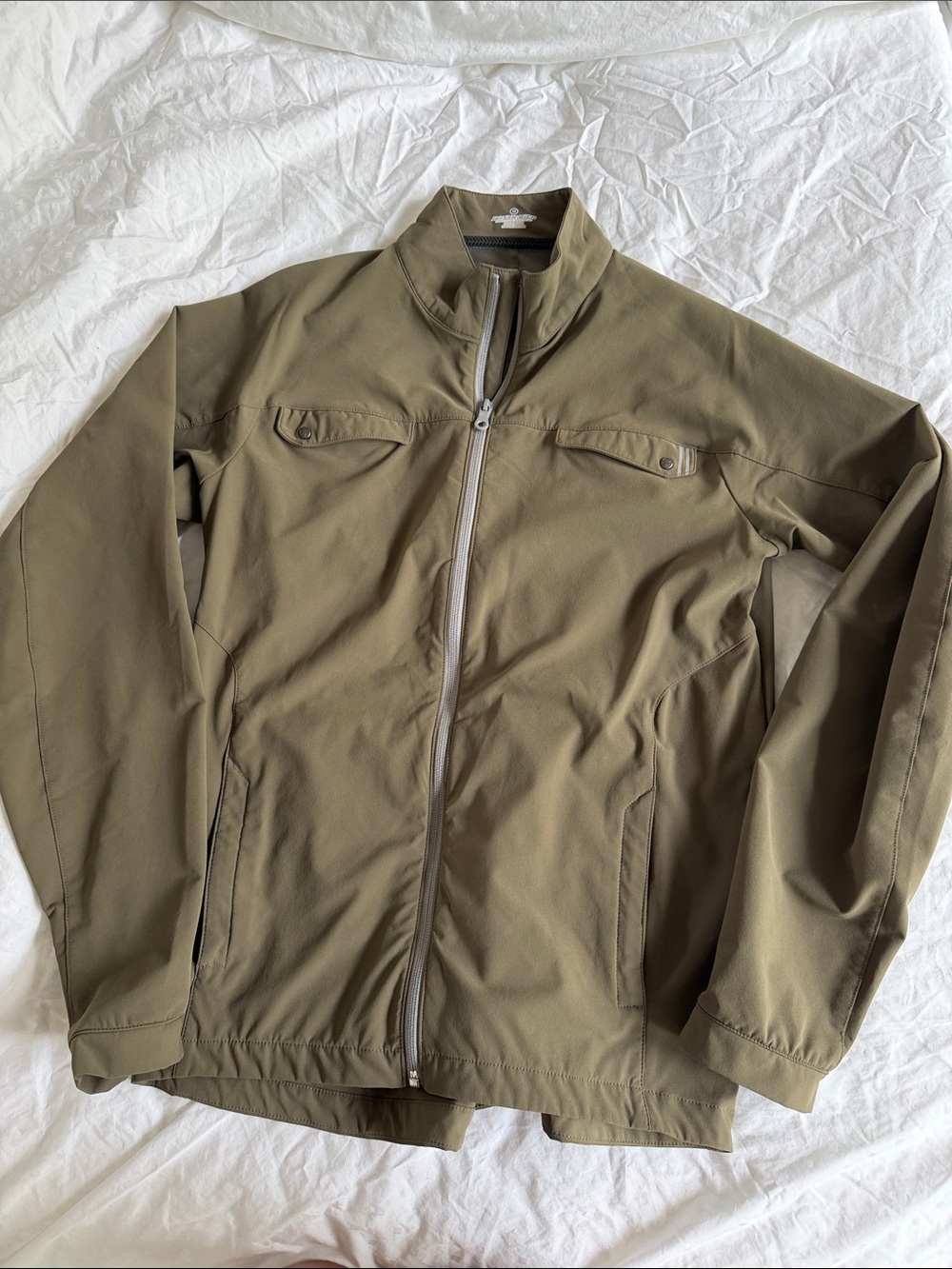 Lightweight Olive Green Zip-Front Shirt Jacket